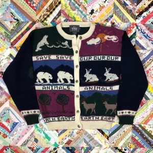 90's Woolrich Save Our Animals Wool Cardigan